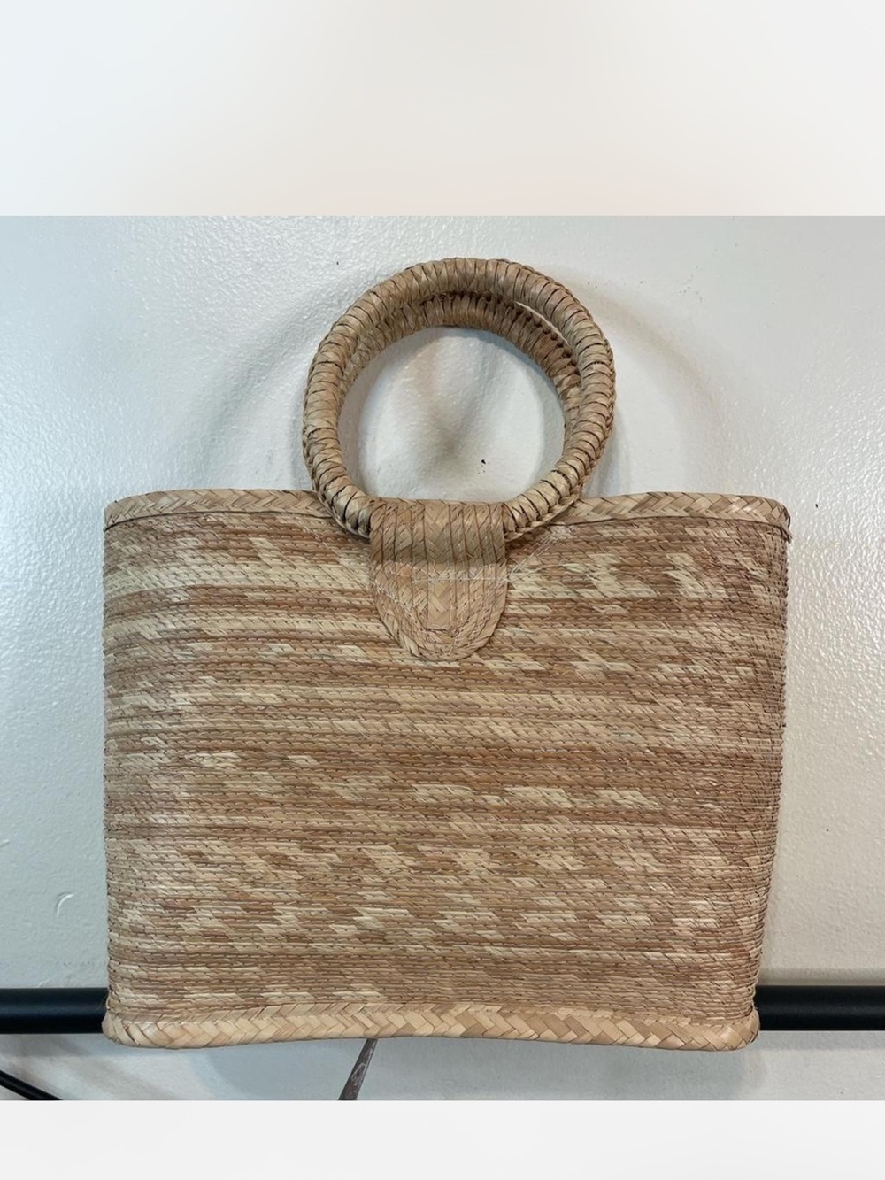 Vacation ready Woven Straw Tote Bag with Round Handles - Natural